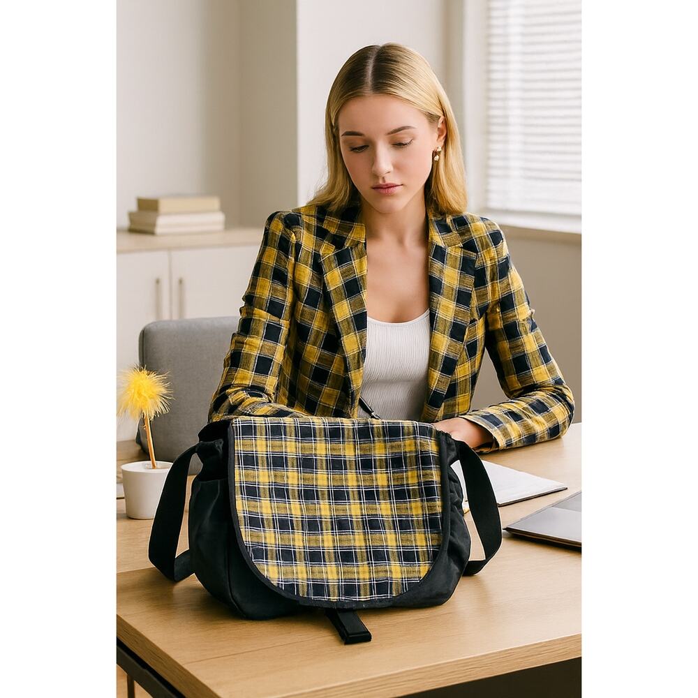 LL.Bean Yellow Plaid Messenger Bag NWT– Clueless   Gorpcore Preppy Laptop Office